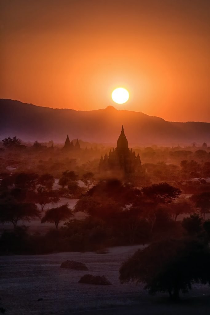 bagan,birma,pagody,zachód słońca